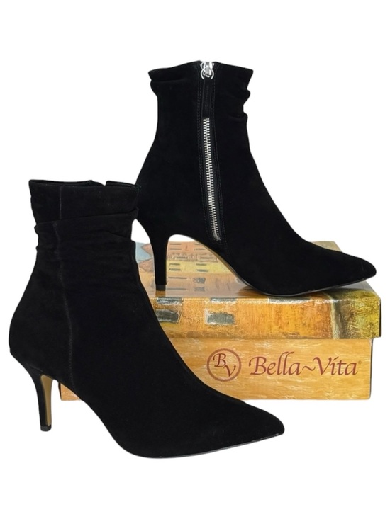 Bella Vita Shoes - Bella Bita Danielle Black Kidsuede Leather Womens Heeled Ankle Boots Size 10M